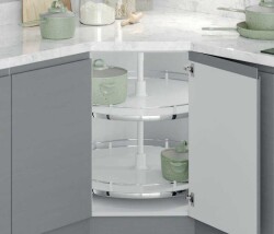 Starax 32+32cm Kaymaz Yüzeyli 4/4 Klasik Döner Ahşap Tablalı Sepet Takımı (S-3139-C) - 1