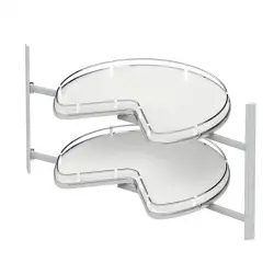 Starax 3/4 Borusuz Ahşap Tablalı Döner Sepet Takımı Krom Renk (S-3051-C) - 2