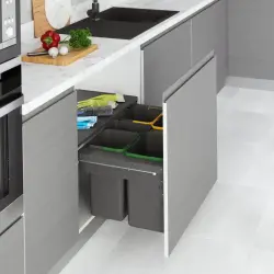 Starax 45cm 12+12lt Kapağa Monte Çöp Kovası Frenli Antrasit Renk (S-2382-A) - 1