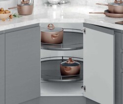 Starax 45cm 4/4 Borusuz Kaymaz Yüzeyli Ahşap Tablalı Döner Sepet Takımı (S-3054-A) - 1