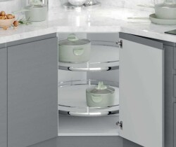 Starax 45cm 4/4 Borusuz Kaymaz Yüzeyli Ahşap Tablalı Döner Sepet Takımı (S-3054-C) - 1