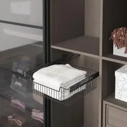 Starax 60cm Teleskopik Raylı Çok Amaçlı Sepet (Orta Boy) Antrasit Renk (S-6355-A) - 1