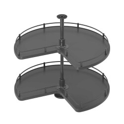 Starax 74cm Kaymaz Yüzeyli 3/4 Döner Ahşap Tablalı Sepet Takımı Antrasit (S-3027-A) - 2