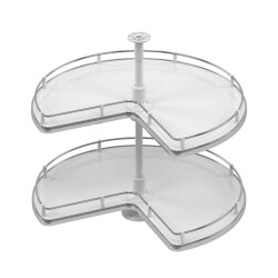 Starax 74cm Kaymaz Yüzeyli 3/4 Döner Ahşap Tablalı Sepet Takımı Krom (S-3027-C) - 2