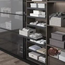 Starax 80cm Teleskopik Raylı Ahşap Raf Antrasit Renk (S-6397-A) - 1