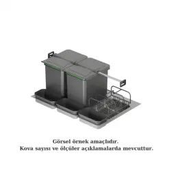 Starax 90cm Çekmece İçi Taşınabilir Sepetli Otomatik Çöp Kovası 32+3 Litre Antrasit (S-2568-A) - 1
