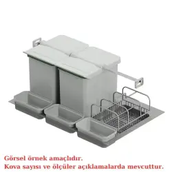 Starax Çekmece İçi Taşınabilir Sepetli Otomatik Çöp Kovası 16+2 Litre Gri 60cm (S-2538-G) - 2