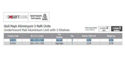 Starax Gizli Raylı Alüminyum 3 Raflı Ünite Sol (S-6721-W) - 3