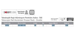 Starax Teleskopik Raylı Alüminyum Beyaz Renk İkili Pantolon Askısı (S-6723-W) - 3