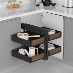Starax Unique Wood-Antrasit 45cm Bağımsız Körköşe Mekanizması (S-3007-UW-A) - 1