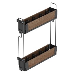 Starax Unique Wood-Antrasit Gizli Raylı 15cm Çift Açılım Sol Deterjanlık (S-2662-UW-A) - 2