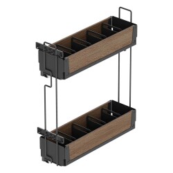 Starax Unique Wood-Antrasit Gizli Raylı 20cm Kaymaz Yüzeyli Çift Açılım Sol Deterjanlık (S-2441-UW-A) - 2