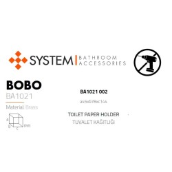 System Bobo Duvara Monte Yapışkanlı Tuvalet Kağıtlığı Siyah Renk (BA1021 002 AL6) - 2