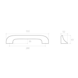 System Çekme Kapı Kolu Krom Kol 280mm Seri Sonu (PH9575 0280 CR) - 2