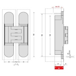 System Gizli Menteşe Siyah Fırçalanmış Nikel Renk 180x32mm (HG106HT01 BBN) - 2