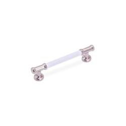 System Mobilya Kulbu Parlak Nikel/Beyaz 128mm Kulp (SY4665 0128 PN-AL7) - 1