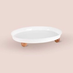 The Mia Limoges Ahşap Ayaklı Tabak Beyaz 27x23x7 cm (SNM0278) - 8