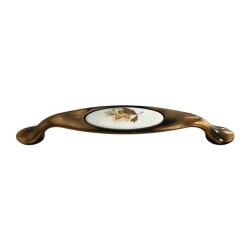 Tomurcuk Porselen Mobilya Kulbu Antik Bakır/Beyaz Renk 128mm Kulp (198-10-128-100) - 2