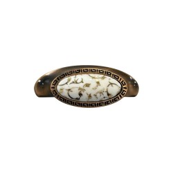 Tomurcuk Porselen Mobilya Kulbu Antik Bakır/Beyaz Renk 64mm Kulp (198-06-64-100) - 1