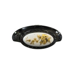Tomurcuk Porselen Mobilya Kulbu Füme/Beyaz Renk 64mm Kulp (198-07-64-87) - 2