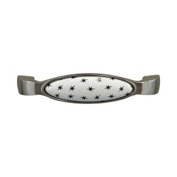 Tomurcuk Porselen Mobilya Kulbu Inox/Beyaz Renk 128mm Kulp (198-29-128-53) - 1